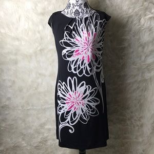B. Calm black dress with White and Pink Flowers